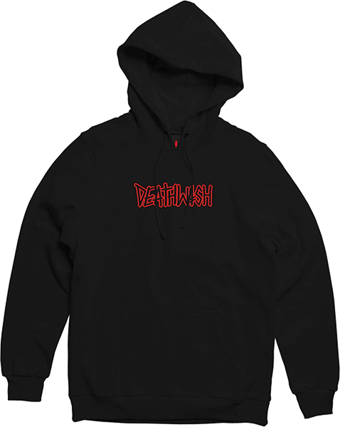 Deathwish Outline Puff Hooded Sweatshirt - Large Black | Streetwear Hoodie for Men & Women | Perfect for Skateboarding, Urban Fashion & Casual Wear