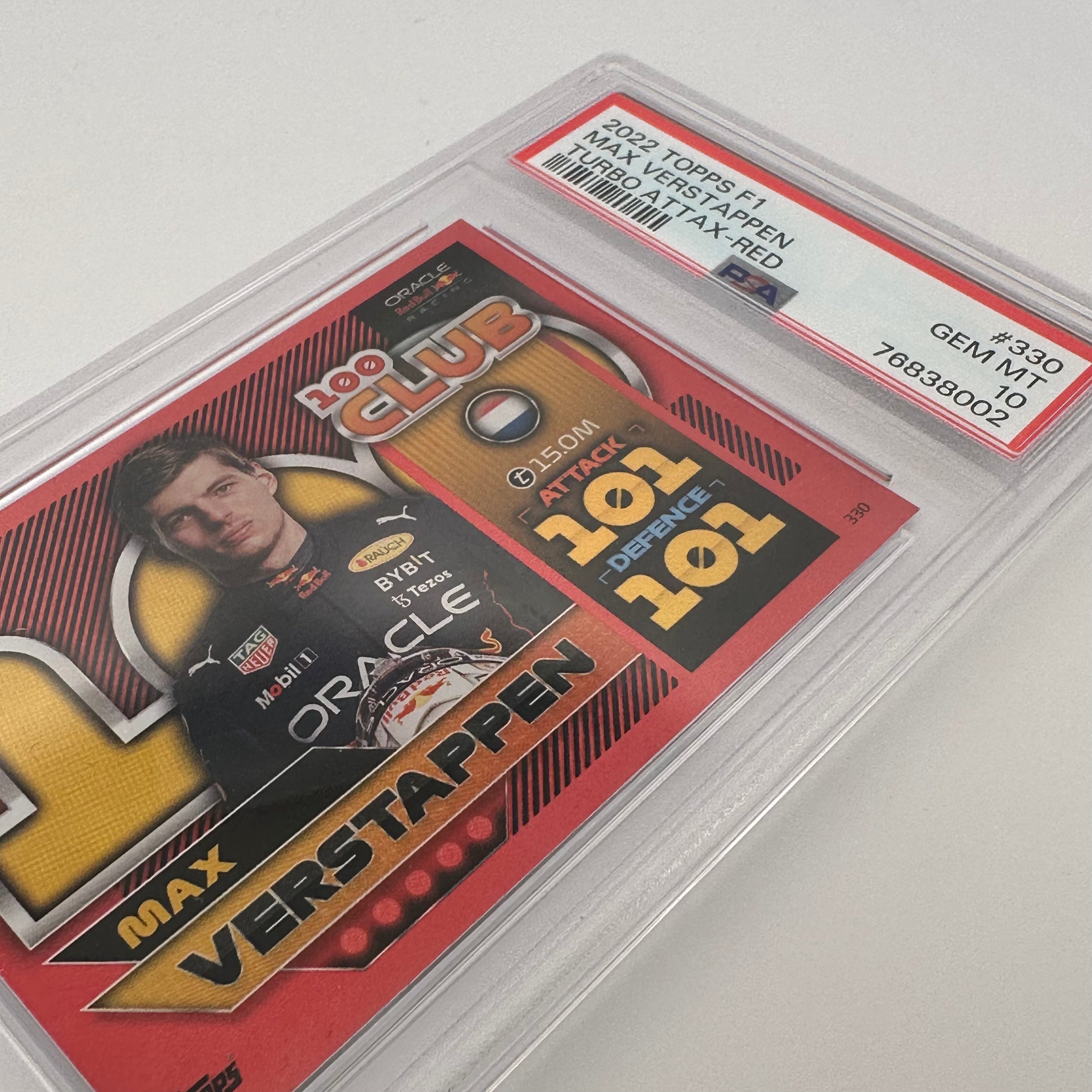 PSA 10 Graded 163/500 Max Verstappen #330 Red F1 Racing Card - Perfect for Collectors, Sports Memorabilia Displays & Formula 1 Fan Gifts