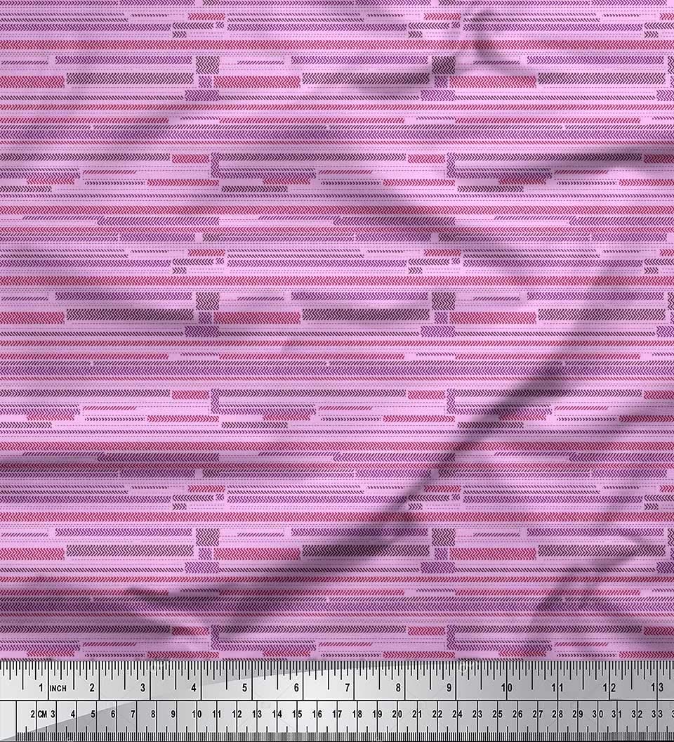 Soimoi 52 Inch Wide Polyester Crepe Fabric - Abstract Stripe Print Sewing Material for Dresses, Curtains & DIY Crafts (1 Yard)