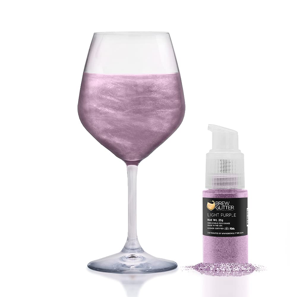 Light Purple Edible Glitter for Drinks - Brew Glitter Food Grade Sparkles for Cocktails, Beer & Beverage Garnish | KOSHER & HALAL Certified | 100% Vegan, Gluten & Nut Free (25g Spray Pump) | Perfect for Birthday Parties, Wedding Toasts & Bar Decorations