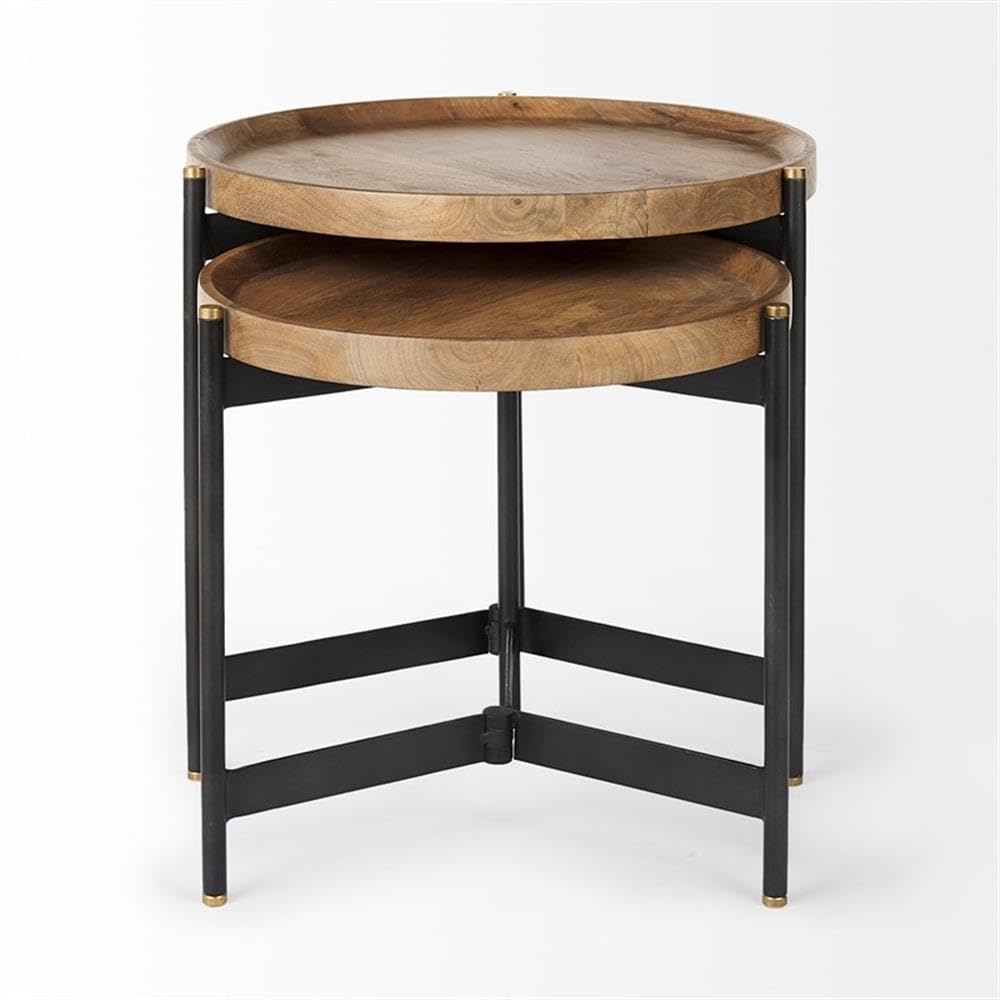 Mercana Marquisa Nesting Tables - Set of 3 Light Brown End Tables for Living Room, Bedroom, or Office - Modern Coffee Table Set with Storage Space