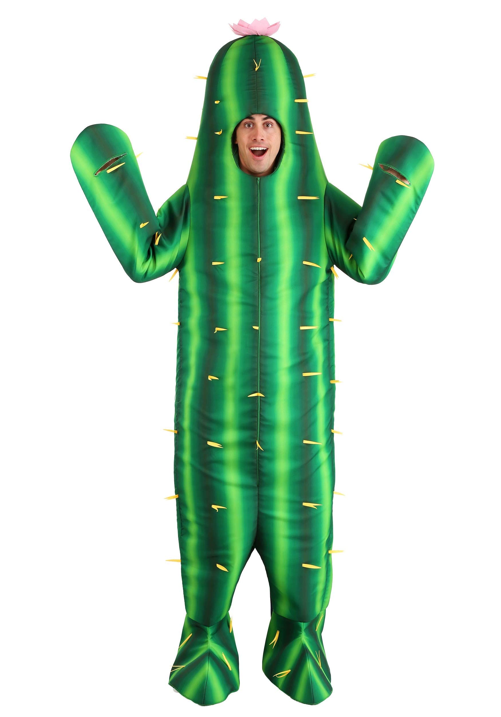 Cactus Costume for Adults - Funny Desert Plant Jumpsuit with Flower | One Piece Stuffed Outfit for Halloween, Cosplay & Themed Parties