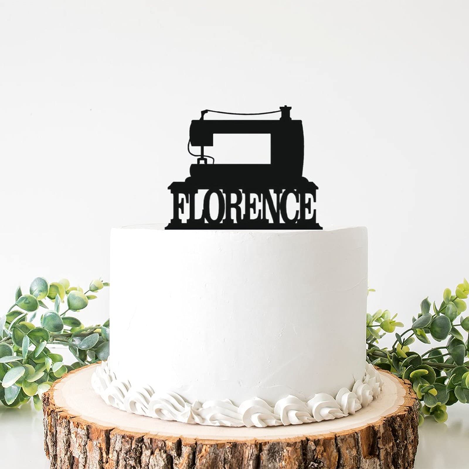Personalized Sewing Machine Cake Topper - Black Birthday Party Decoration for Bakers, Quilters & Craft Lovers - Perfect for DIY Enthusiasts & Sewing-Themed Celebrations