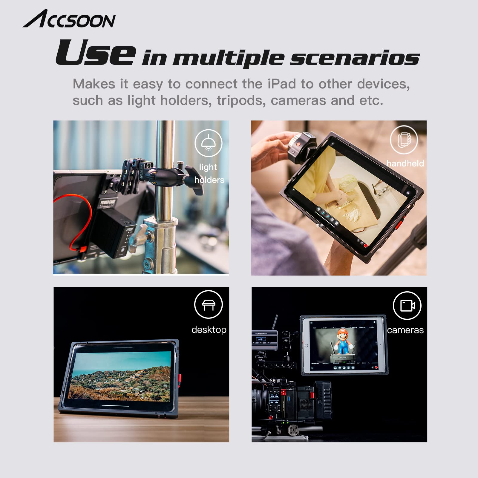 Accsoon POWERCAGE iPad Mount - Secure & Adjustable iPad Holder for Video Recording, Live Streaming & Photography - Perfect for Content Creators & Videographers