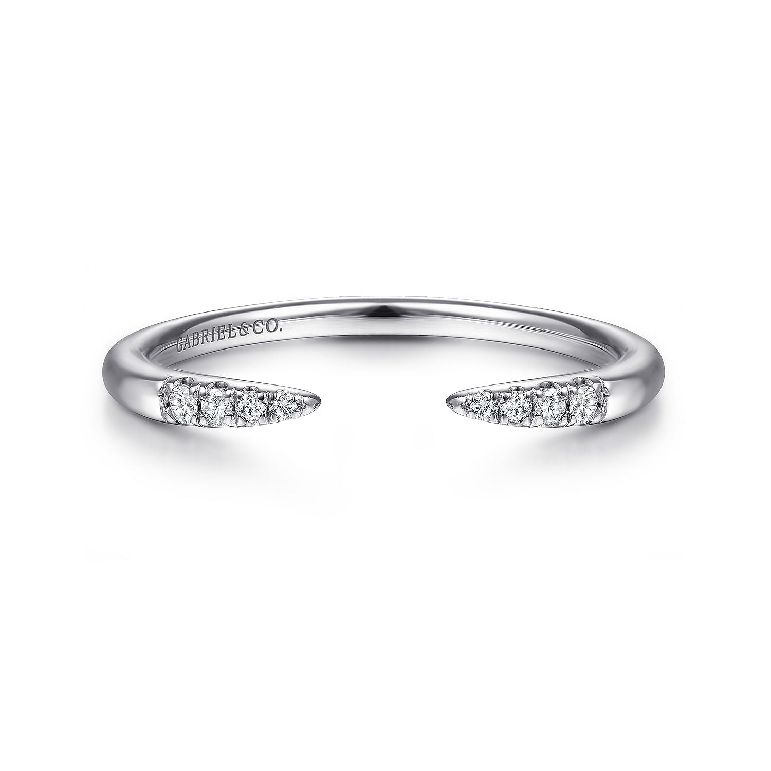 14K White Gold Open Diamond Tipped Stackable Ring - Dainty Minimalist Wedding Band, Anniversary Gift for Her - Perfect for Everyday Wear & Special Occasions