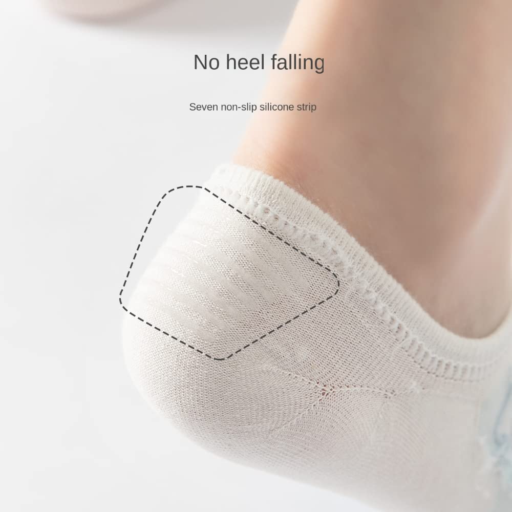 Women's Thin Cotton Boat Socks 3 Pairs - Non-Slip Silicone for Summer Wear
