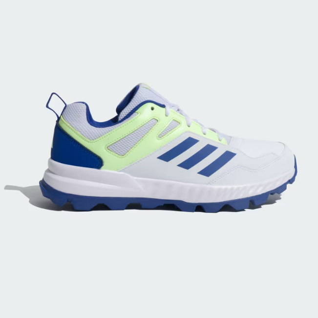 Adidas Cri Rise V2 Cricket Shoes for Men - Cloud White/Semi Lucid Blue/Green Spark - Lightweight Performance Footwear for Cricket Matches & Training
