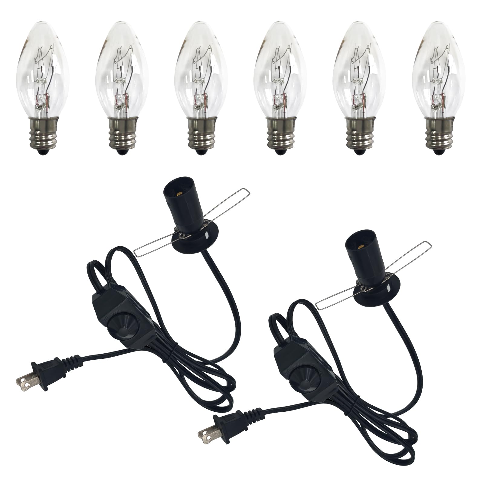 6-Pack 15W Himalayan Salt Lamp Replacement Cord with Dimmable Switch - 5FT Salt Rock Lamp Power Cord & Butterfly Clip - Perfect for Bedroom, Yoga Studio and Relaxation Spaces