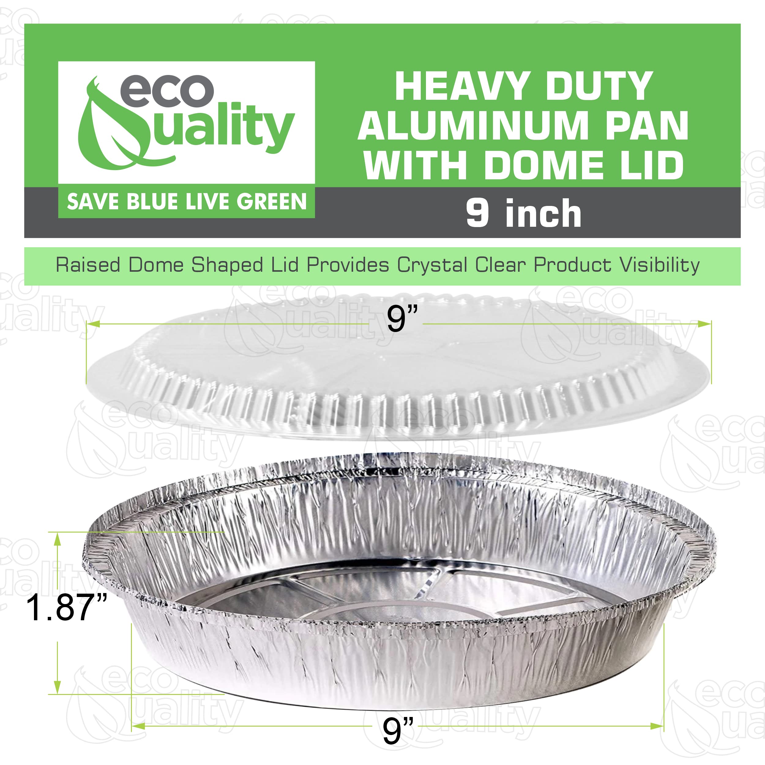 EcoQuality 9 Inch Disposable Aluminum Foil Pans with Plastic Lids - 300 Pack | Round Baking Containers for Cooking, Catering, Restaurants & Parties | Perfect for Meal Prep, Takeout & Food Storage