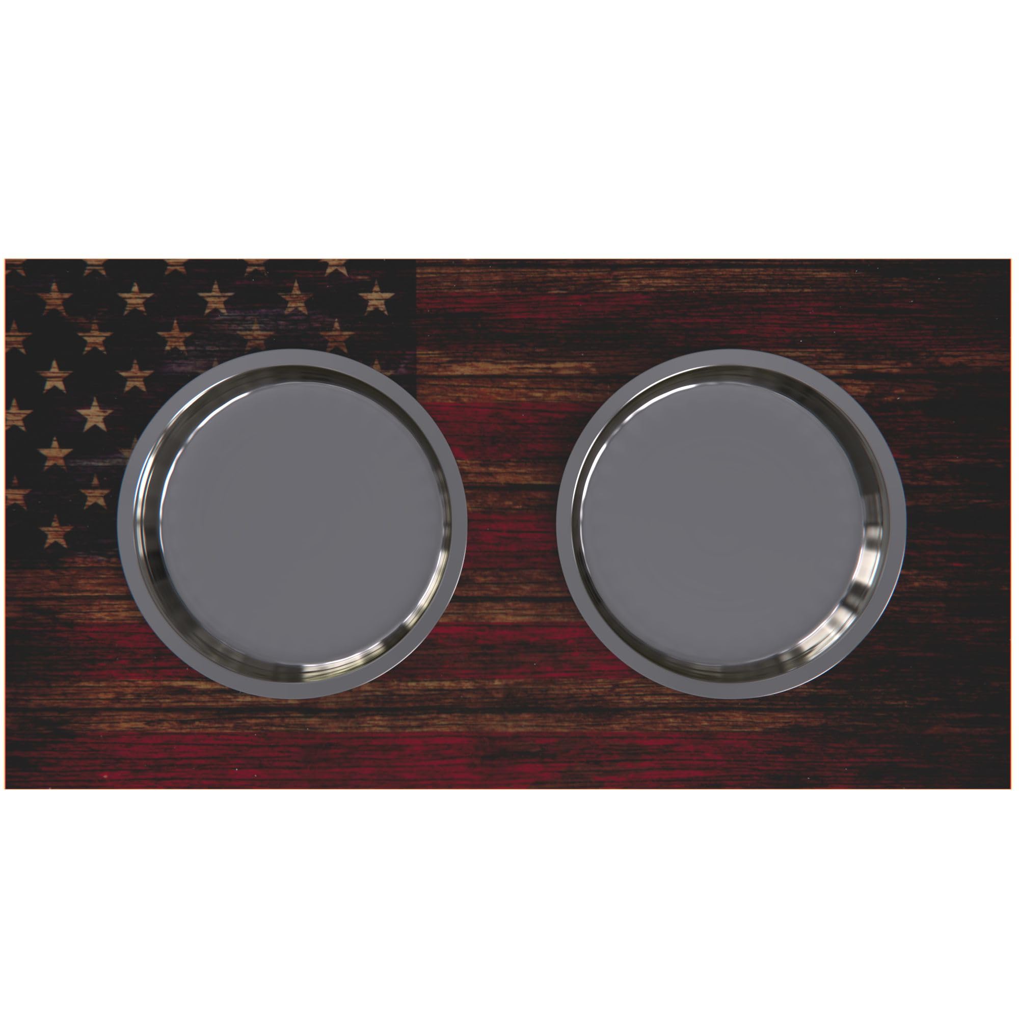 Personalized Elevated Dog Bowl Stand for Large, Medium, Small & X-Small Dogs - Stainless Steel Raised Pet Food & Water Bowls - Adjustable Height Anti-Slip Dog Dish (X-Small, Flag Design) - Perfect for Home, Office & Travel Use