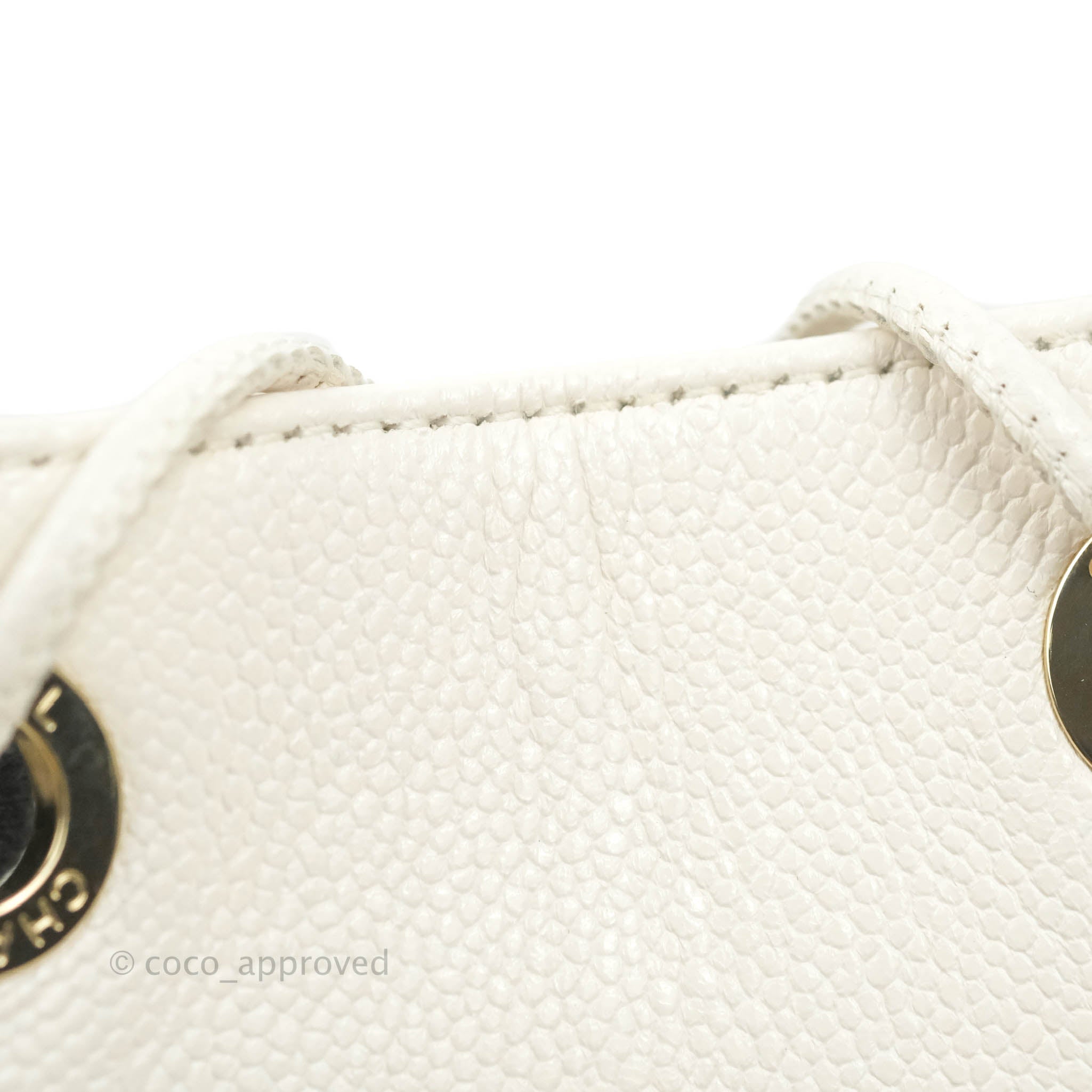 Chanel Business Affinity Drawstring Bucket Bag in White Caviar Leather with Gold Hardware - Perfect for Work, Travel & Everyday Luxury