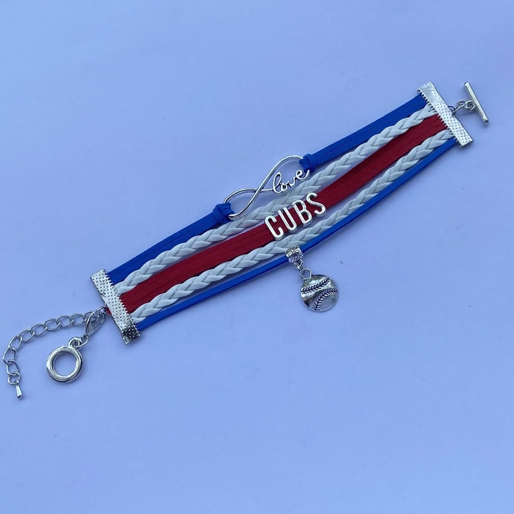 DOLON Infinity Love Cubs Baseball Bracelet - Handmade Adjustable Sports Team Bracelet for Women & Men - Perfect for Baseball Games, Fan Gifts, and Sports Enthusiasts