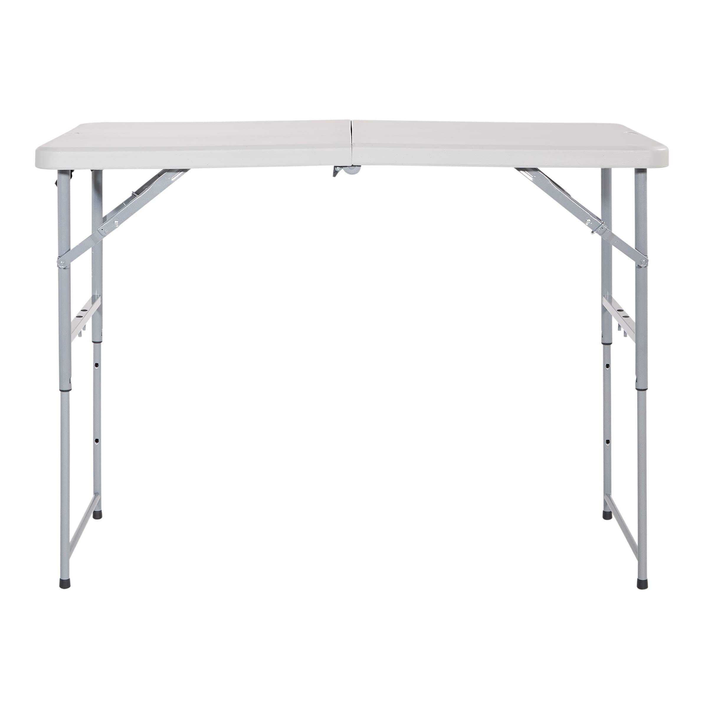 Office Star Adjustable Height 4-Ft Light Gray Resin Folding Table - Perfect for Home Office, Conference Rooms & Event Spaces