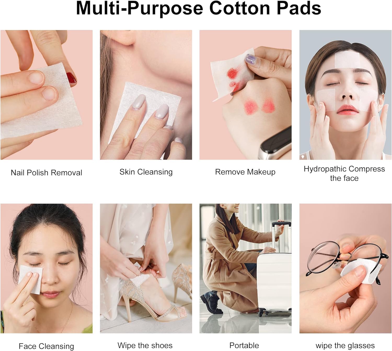 Premium Natural Cotton Makeup Pads - 1000 Pcs Double-Sided Soft Facial & Eye Makeup Remover Pads | Gentle, Water-Saving & Hypoallergenic | Perfect for Daily Makeup Removal, Skincare & Travel Essentials