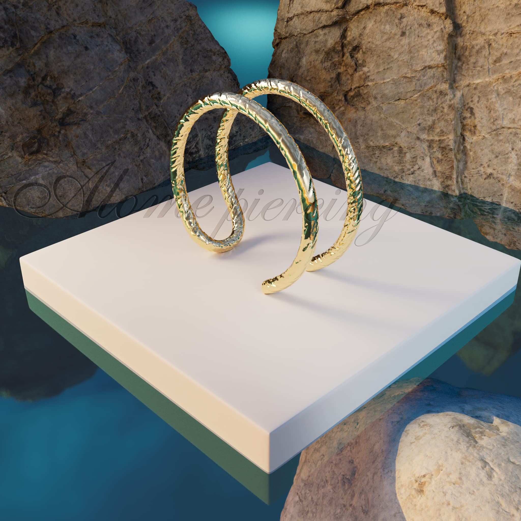 20G Tiny Cut Wire Gold Double Fake Hoop Helix Ring - Spiral Faux Helix Piercing Jewelry for Cartilage, Snug False Double Helix Earrings | Perfect for Everyday Wear, Parties & Gifts (Hammered Gold)