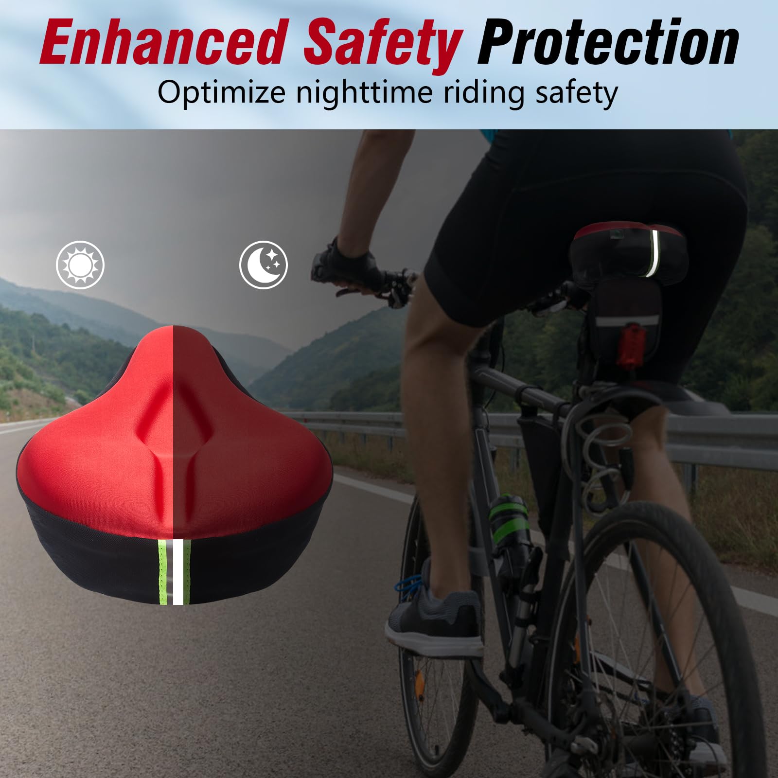 Zacro Gel Bike Seat Cushion - Extra Soft Padded Bicycle Seat Cover for Men & Women, Comfortable Exercise Bike Saddle Compatible with Peloton, Indoor Cycling & Outdoor Riding - Perfect for Long Rides, Spin Classes & Commuting