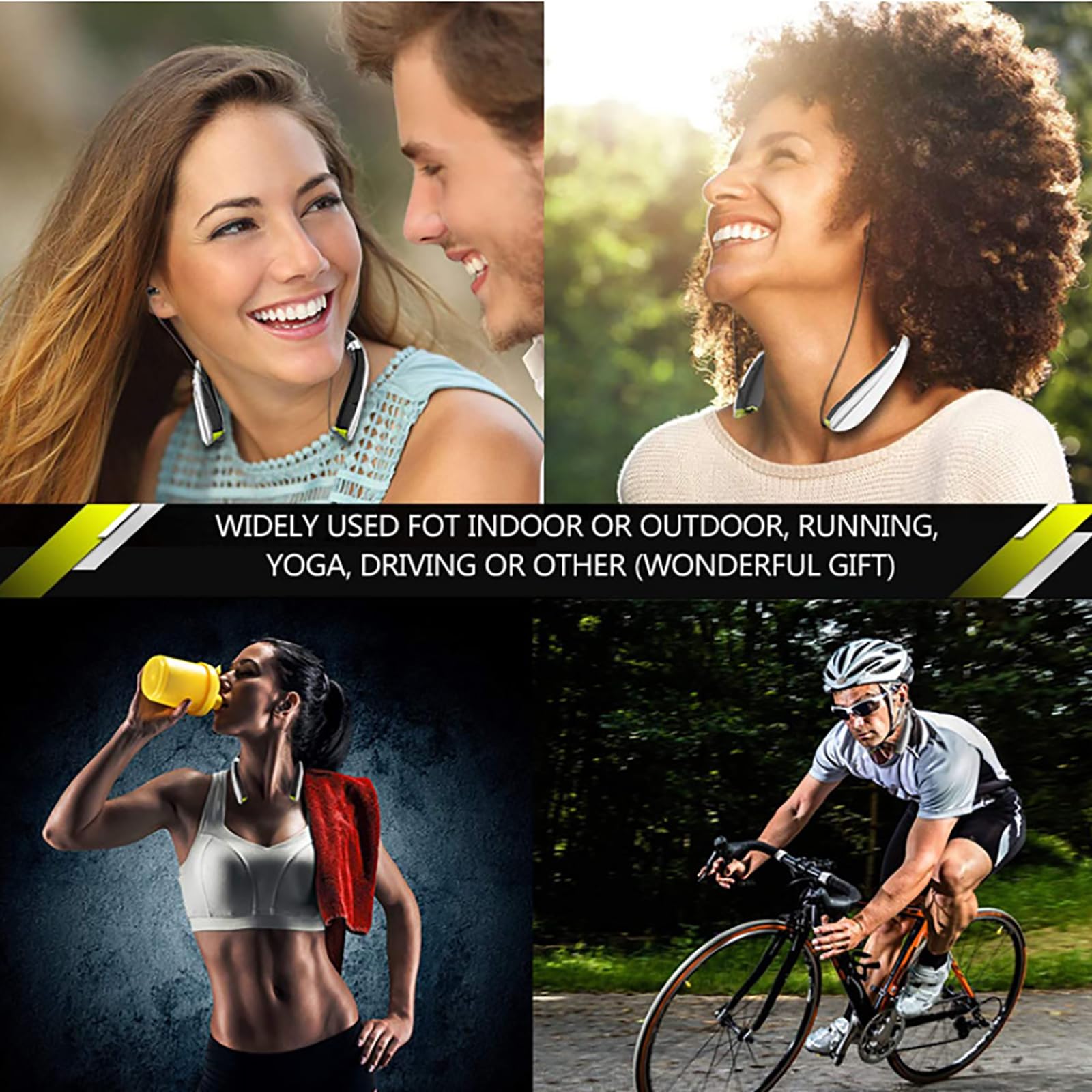 Wireless Bluetooth Neckband Headphones with Noise Cancelling, Magnetic Design - Retractable & Foldable Sports Earbuds for Running, Gym & Travel (Gray) - Perfect for Workouts, Commuting & Outdoor Activities