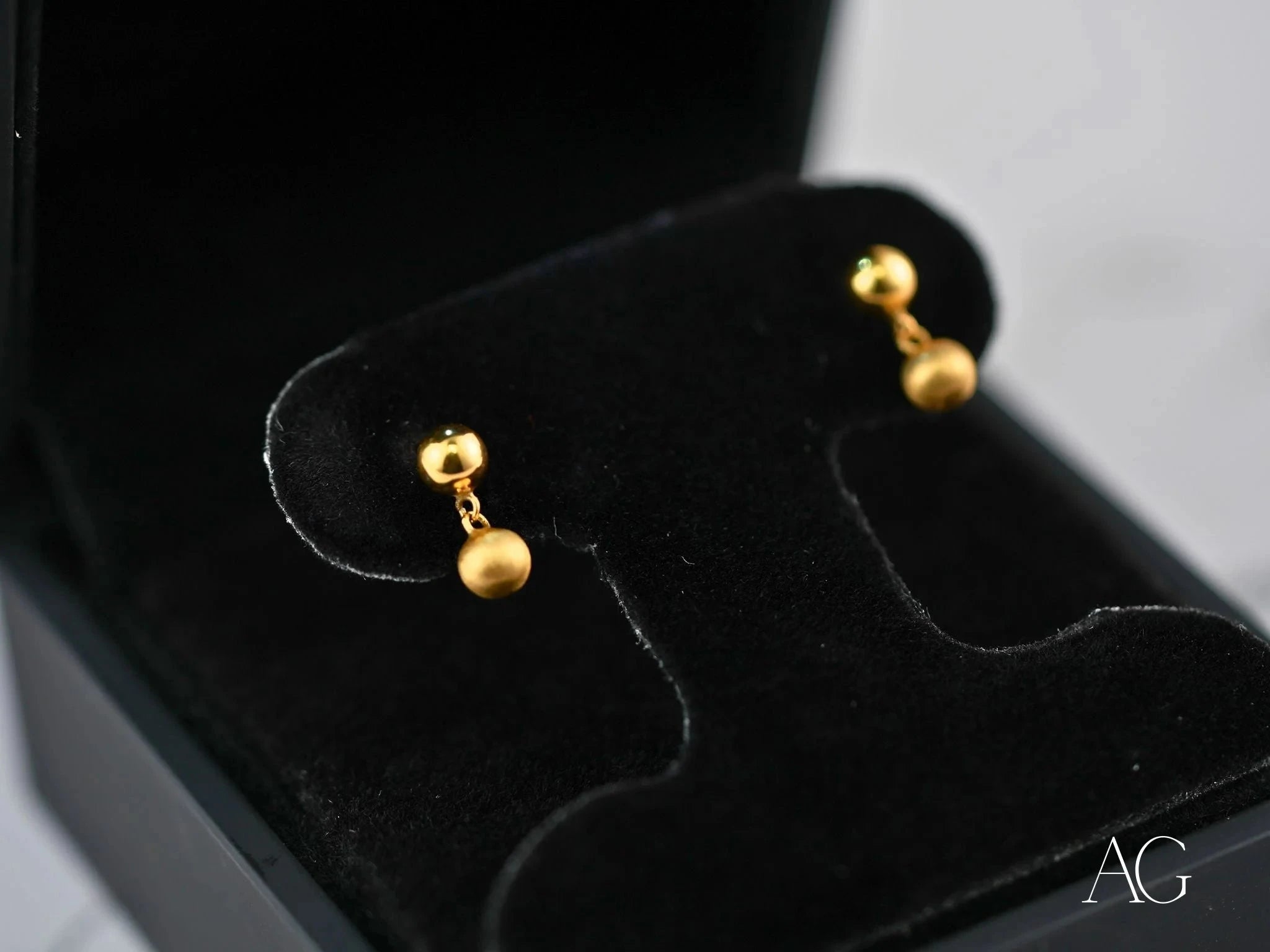 18K Gold Ball Drop Earrings for Women - Elegant Dangle Hoop Earrings for Party, Wedding & Everyday Wear | Hypoallergenic Luxury Jewelry Gift