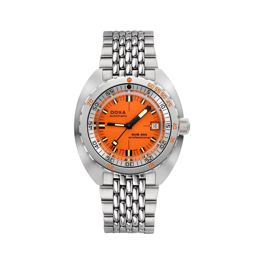 SUB 300 Professional 42.5mm Orange Diver Watch with Stainless Steel Bracelet - Perfect for Scuba Diving, Water Sports & Everyday Wear