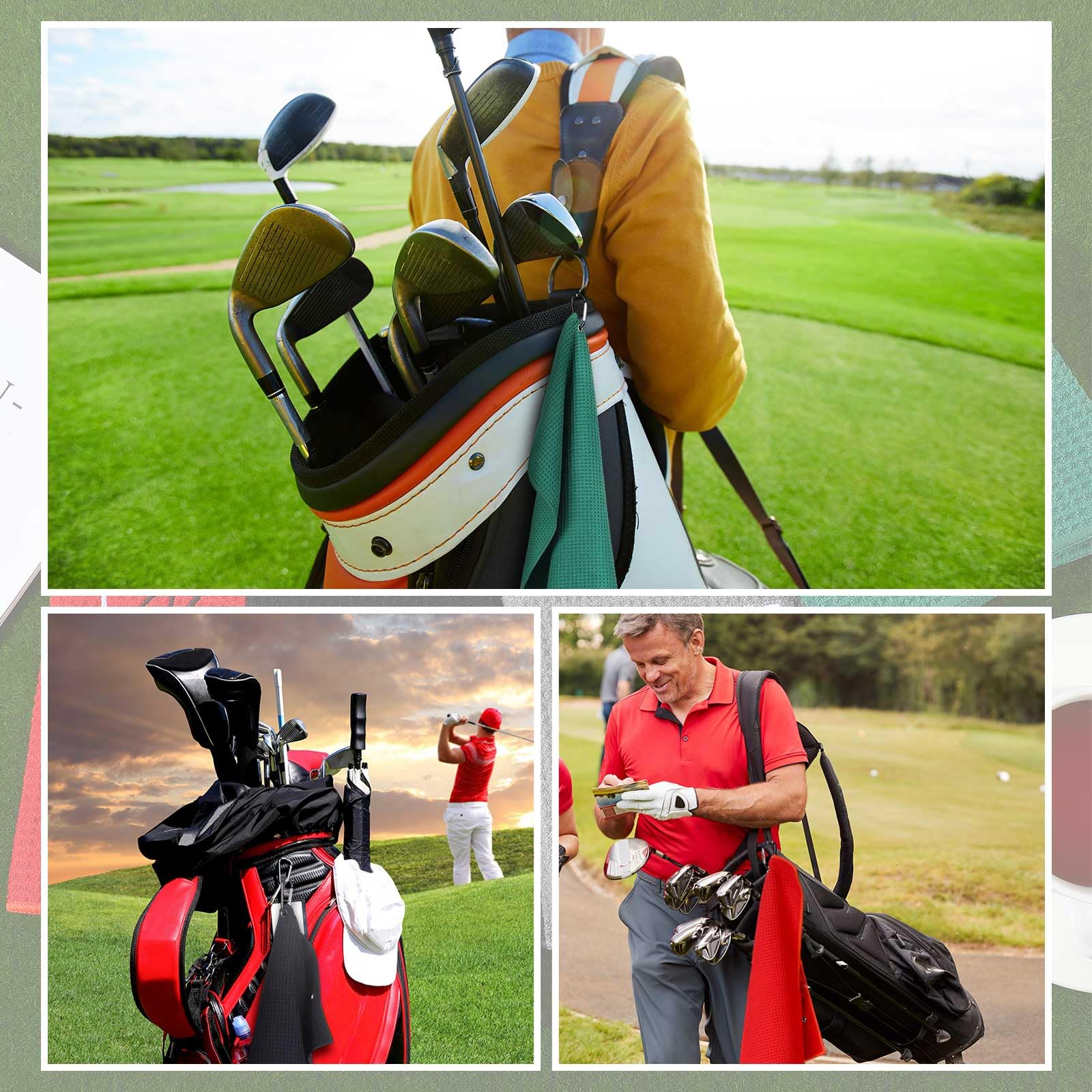 4 Pack Funny Golf Towels with Clip - Embroidered Golf Accessories for Golf Bags & Clubs - Perfect Gift for Men, Women, Golf Fans (24