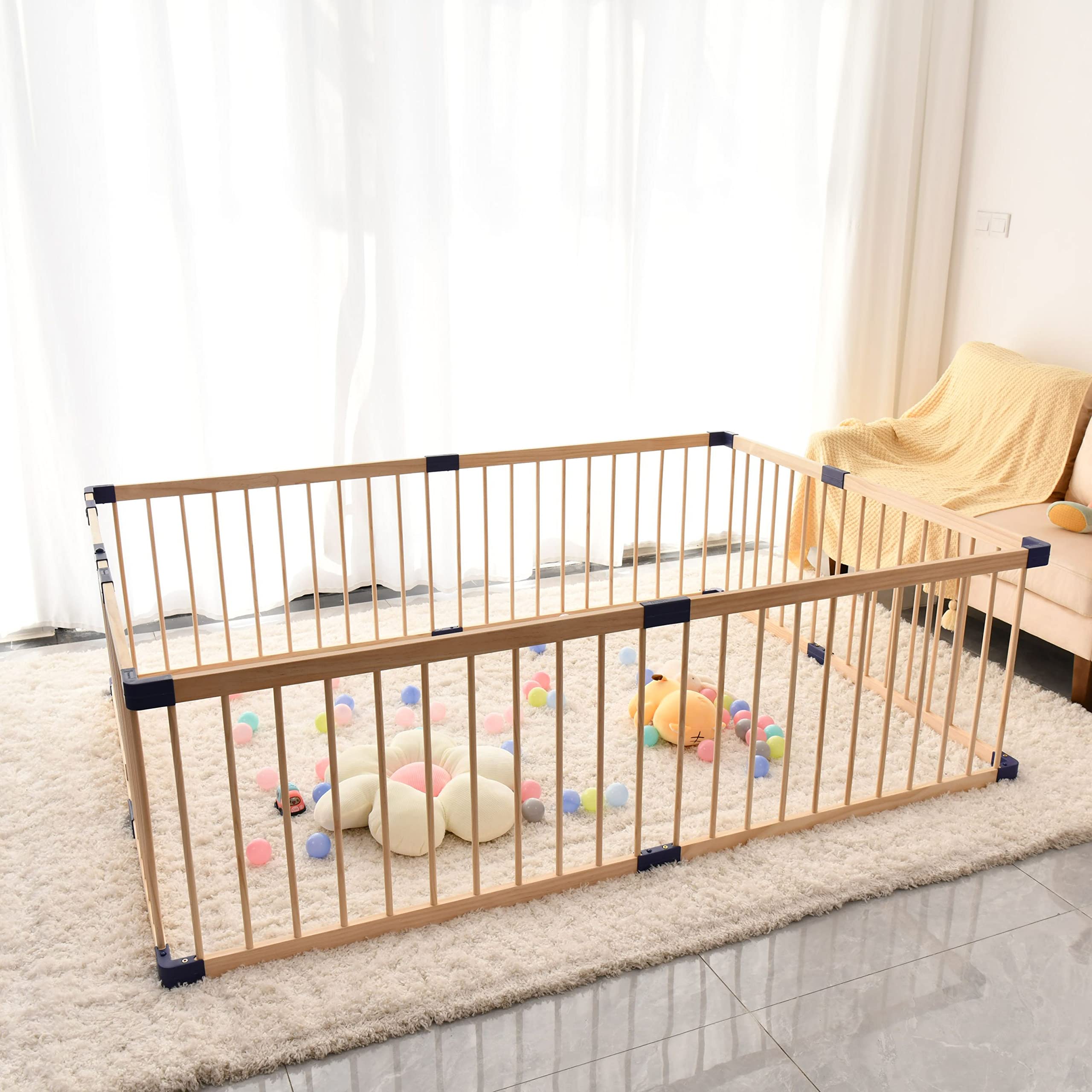 Safe & Sturdy Wooden Baby Playpen for Babies & Toddlers - 55