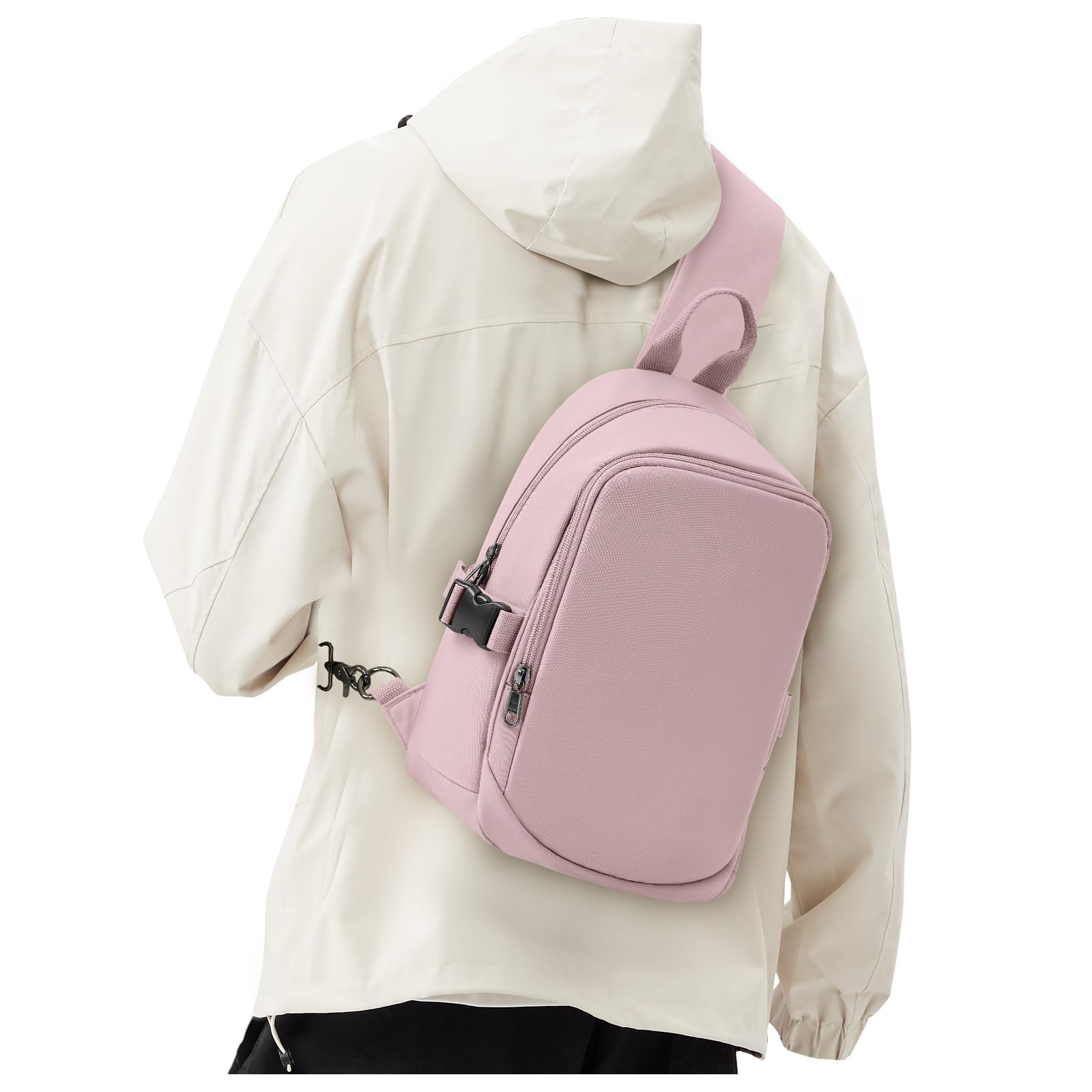 SEAFEW Mini Sling Bag for Men & Women - Lightweight Crossbody Backpack, Multipurpose Shoulder Bag, Small Compact Chest Daypack for Travel, Hiking, Gym & Sports (Pink) - Perfect for Everyday Use, Outdoor Adventures & Fitness Activities