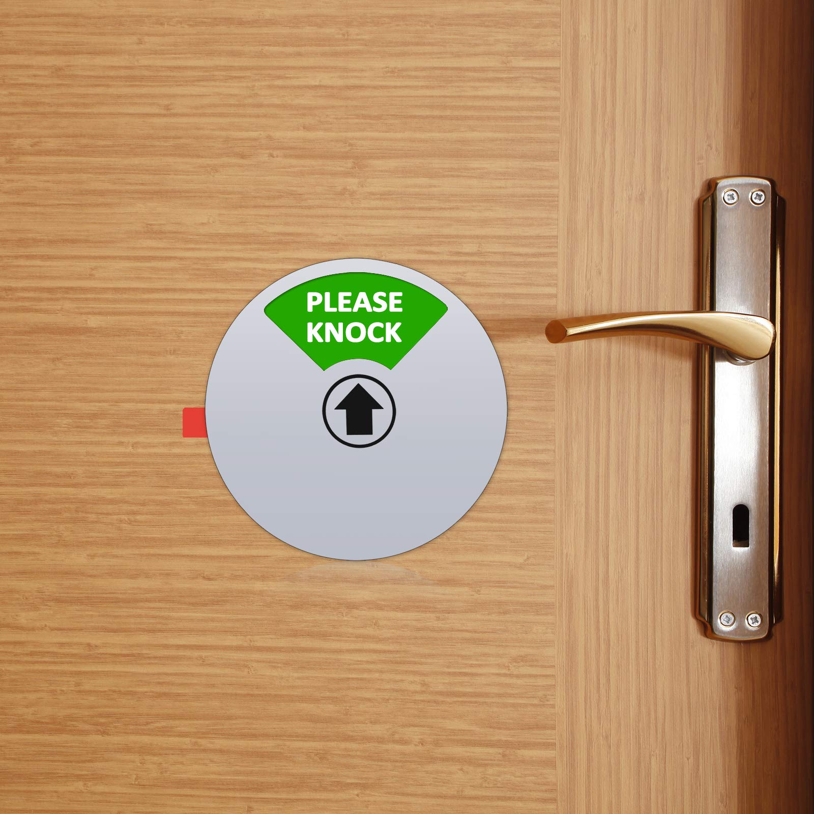 Privacy Door Sign - Do Not Disturb/Please Knock/Out of Office/In Meeting Sign - 6 Inch Silver Office Door Hanger - Perfect for Home Office, Conference Rooms & Work Spaces