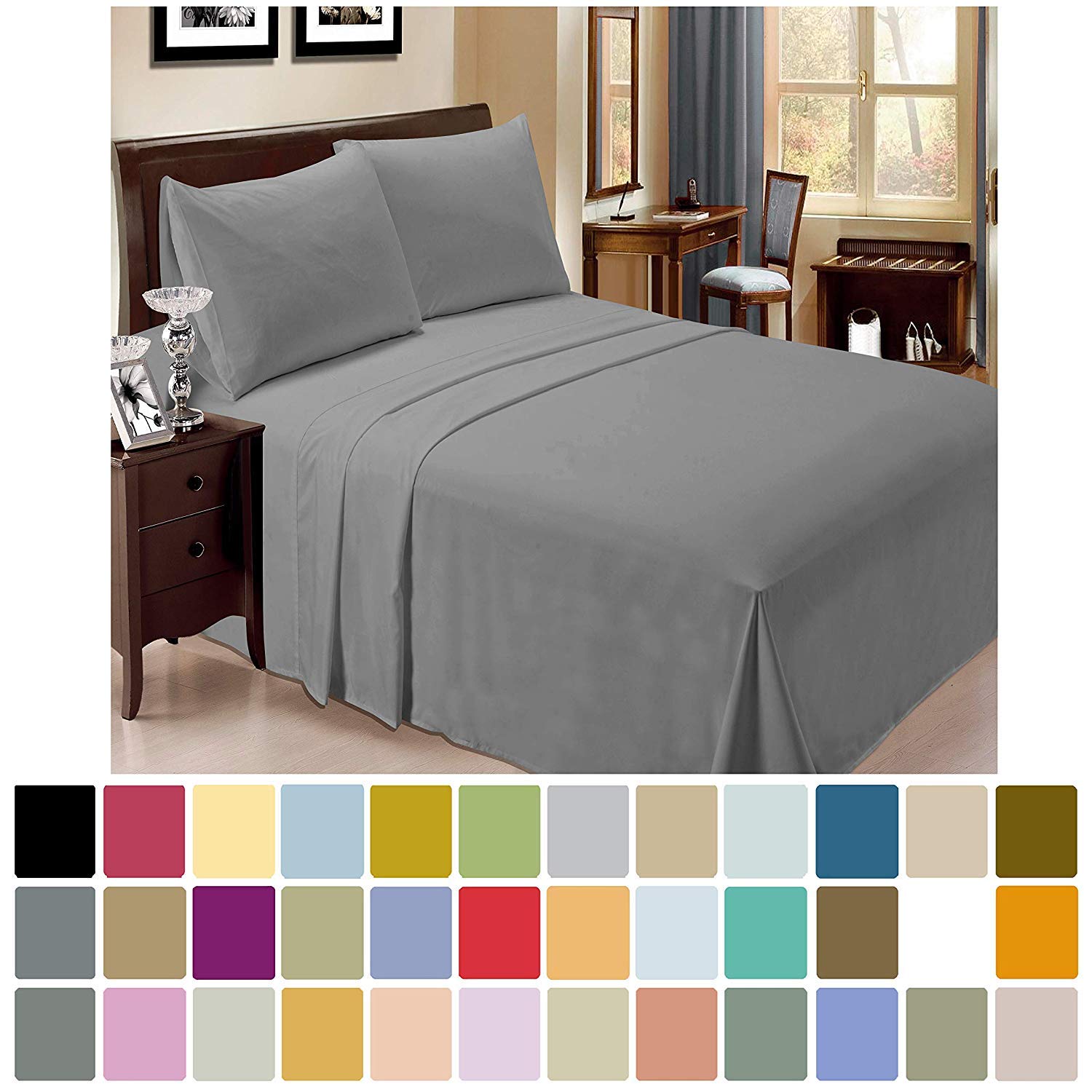 4PCs 800-Thread-Count 100% Cotton Twin XL Bed Sheets Set - Soft Long-Staple Yarns, Deep Pocket Fits Mattress Up to 14'', Breathable & Hypoallergenic - Perfect for Dorm Room, Guest Bed & Everyday Comfort (Aqua Blue)