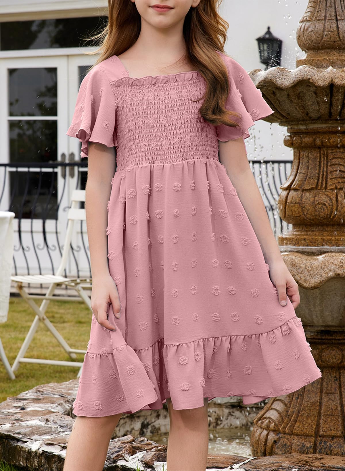 Blibean Girls' Summer Chiffon Dresses 2025 - Floral Print Casual Sundresses for Kids Ages 6-15 Years | Perfect for Beach Vacations, Birthday Parties & Family Outings