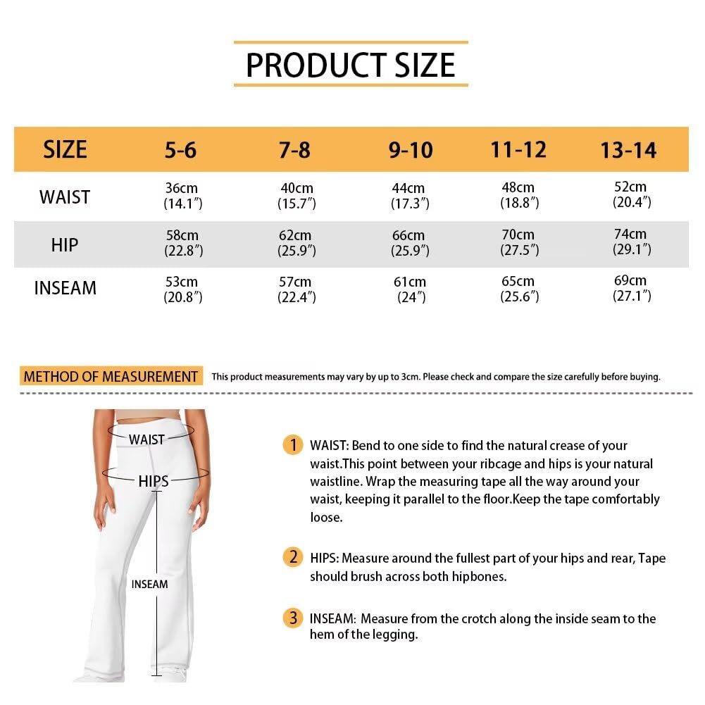 **Girls High Waisted Yoga Pants - Casual Flare Leggings for Dance & Bell Bottoms Style (Size 5-14) - Perfect for School, Playdates & Preppy Outfits**