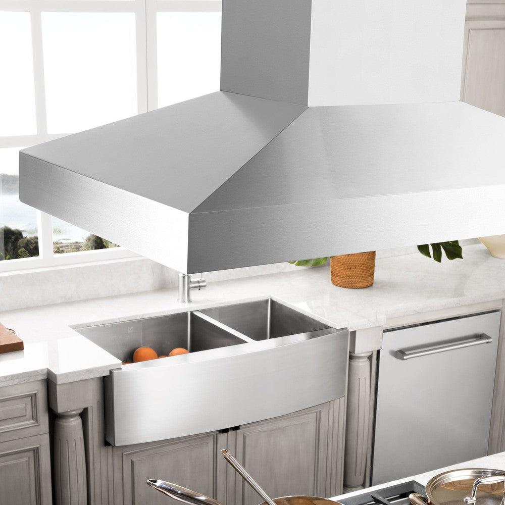 ZLINE Stainless Steel Island Mount Range Hood with Built-in CrownSound Bluetooth Speakers (KL3iCRN BT) - Perfect for Modern Kitchens & Open-Concept Homes