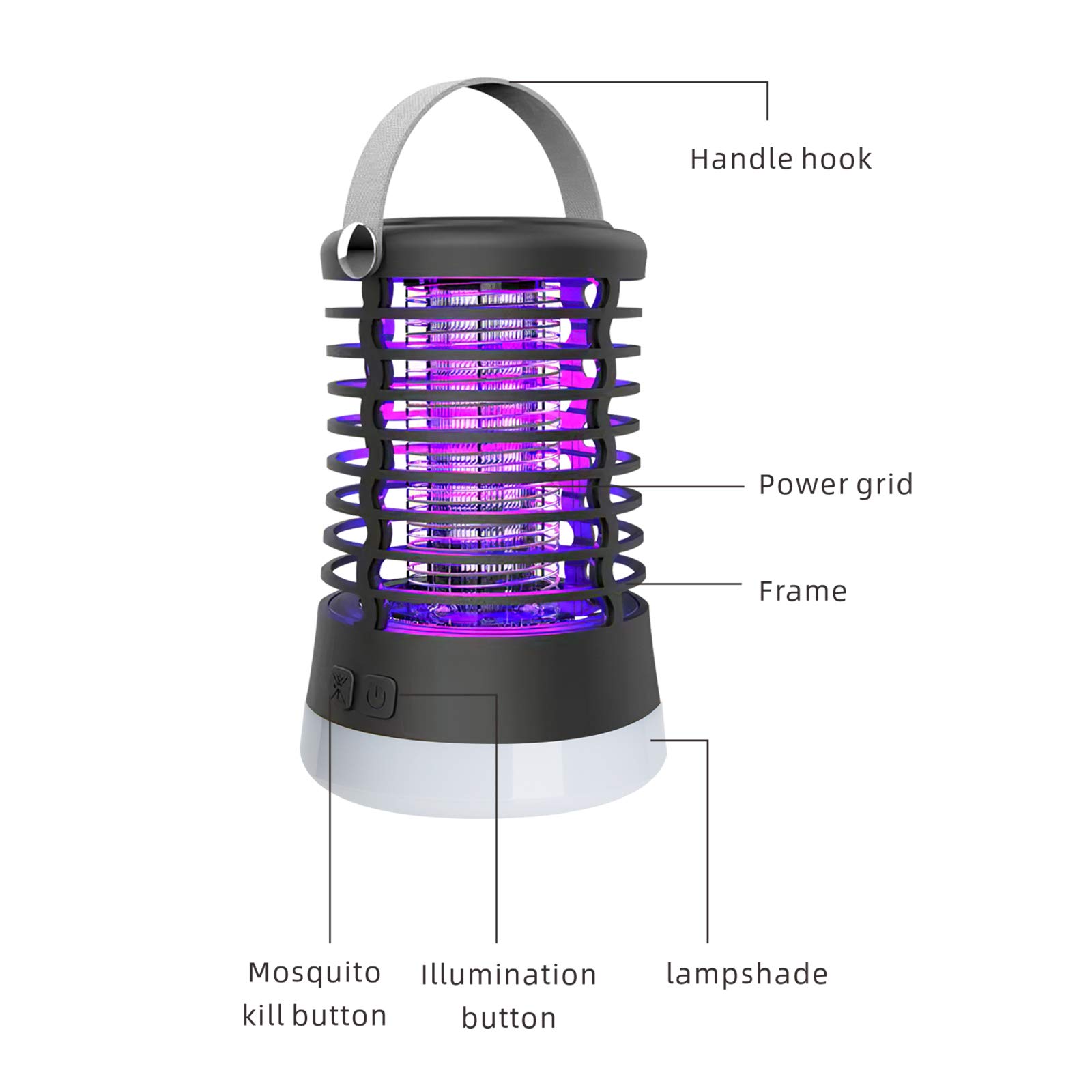 Rechargeable Bug Zapper Lamp - Waterproof Mosquito Killer for Outdoor, Camping & Patio Use