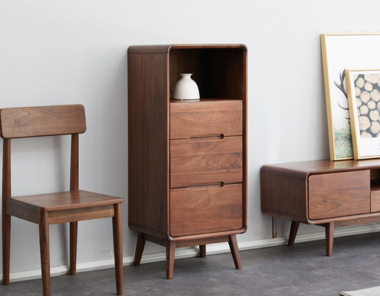 Solid Black Walnut Wood Side Cabinet - Rustic Nightstand, Entryway Storage, or Bathroom Organizer - Handcrafted for Home & Office Decor