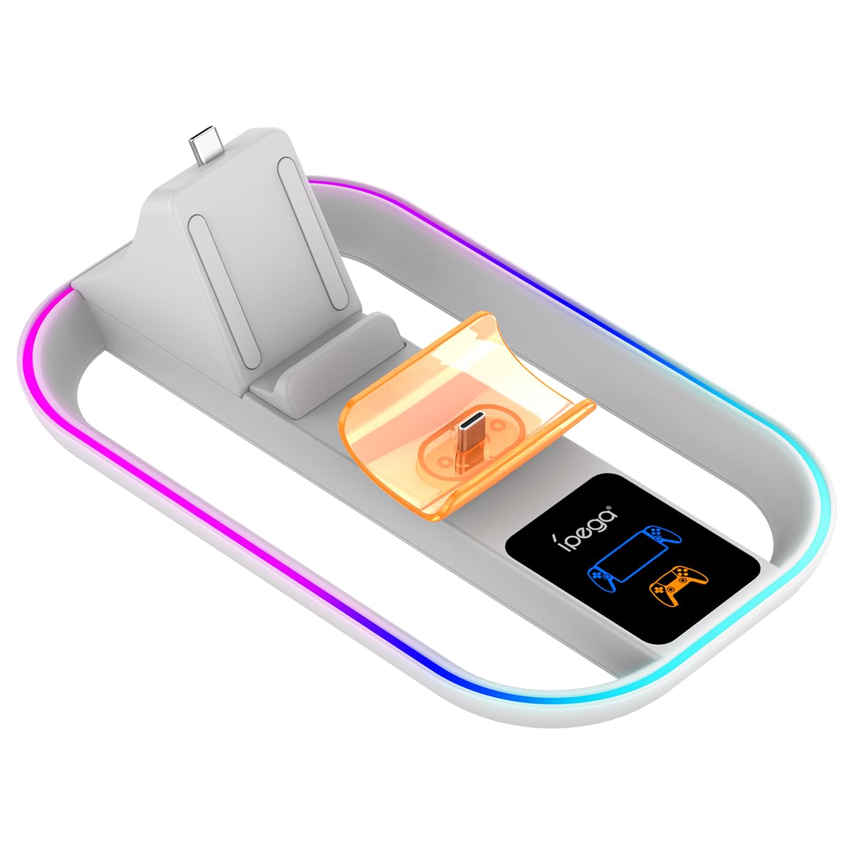 PS Portal Controller Charging Station with RGB Lights - Fast Charging Dock Stand for PlayStation Accessories - Perfect for Gaming Setup & Nighttime Play
