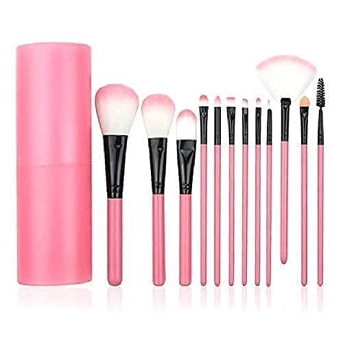 12-Piece Professional Makeup Brush Set for Foundation, Eyeshadow, Blush & Contouring - Includes Storage Case (Light Pink) - Perfect for Travel, Home & Professional Makeup Artists