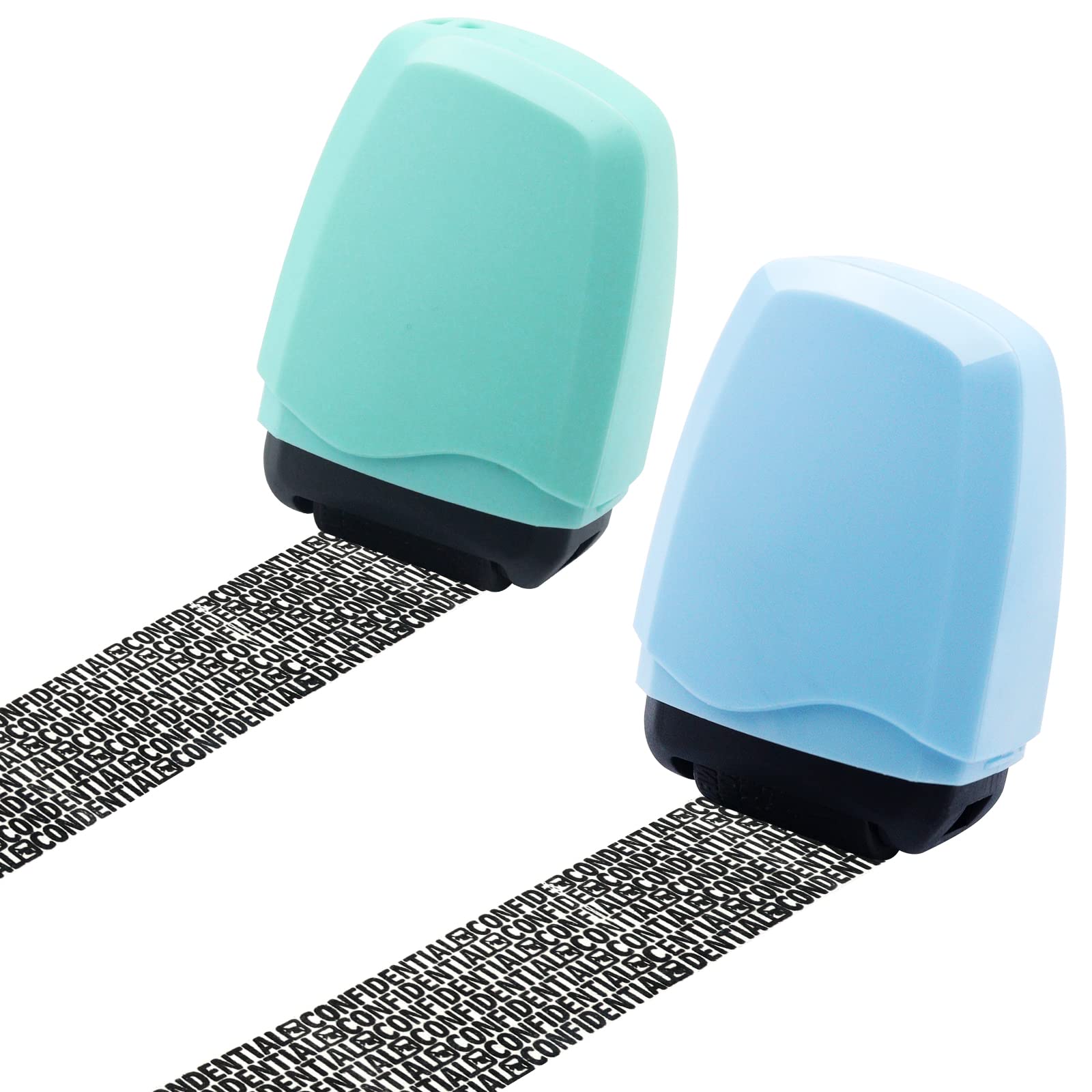 BEIJITA 2-Pack Identity Theft Protection Roller Stamps - Privacy Security Roller for Confidential Documents, Address Blocker, ID Shield (Green & Blue) | Perfect for Mail, Bills, Credit Card Statements & Personal Documents
