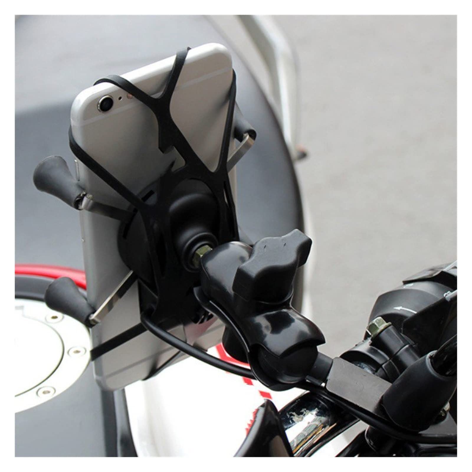Motorcycle Phone Mount - Universal Handlebar Phone Holder with Rearview Mirror for Safe Navigation & GPS - Perfect for Harley, Honda, Kawasaki & More - Ideal for Road Trips & Commuting