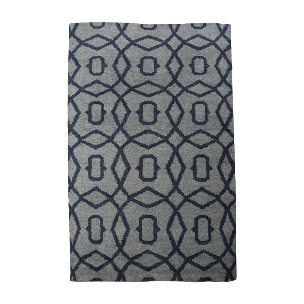 Hand Knotted Wool Geometric Area Rug 9'x12' - Modern Light Blue Blue Rectangle Handmade Medium Pile Rug for Living Room, Bedroom, Office | Durable & Stylish Home Decor (N00533)