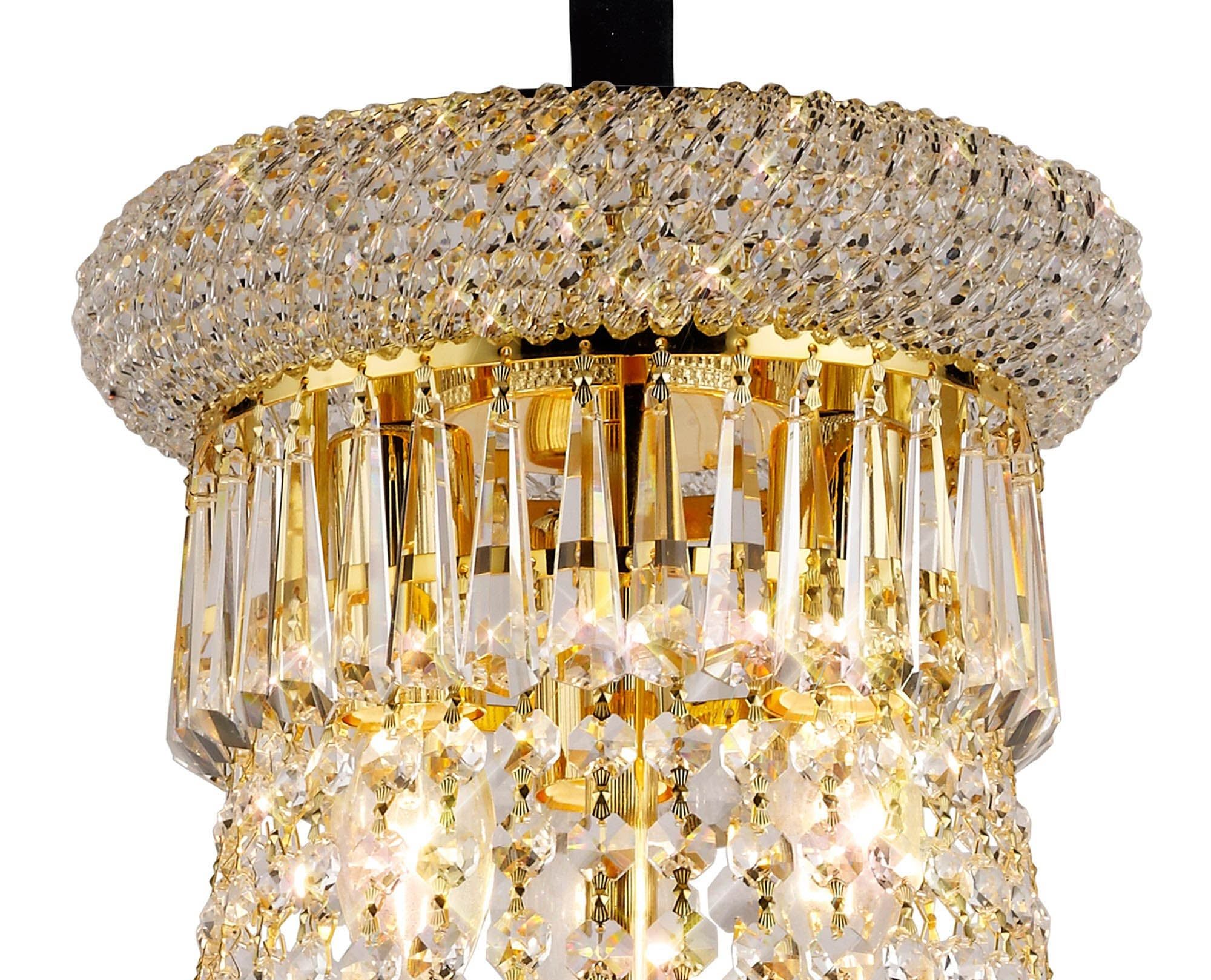 Alexandra 13-Light Crystal Chandelier with Gold Finish - Elegant Ceiling Pendant Light for Dining Room, Living Room, or Bedroom