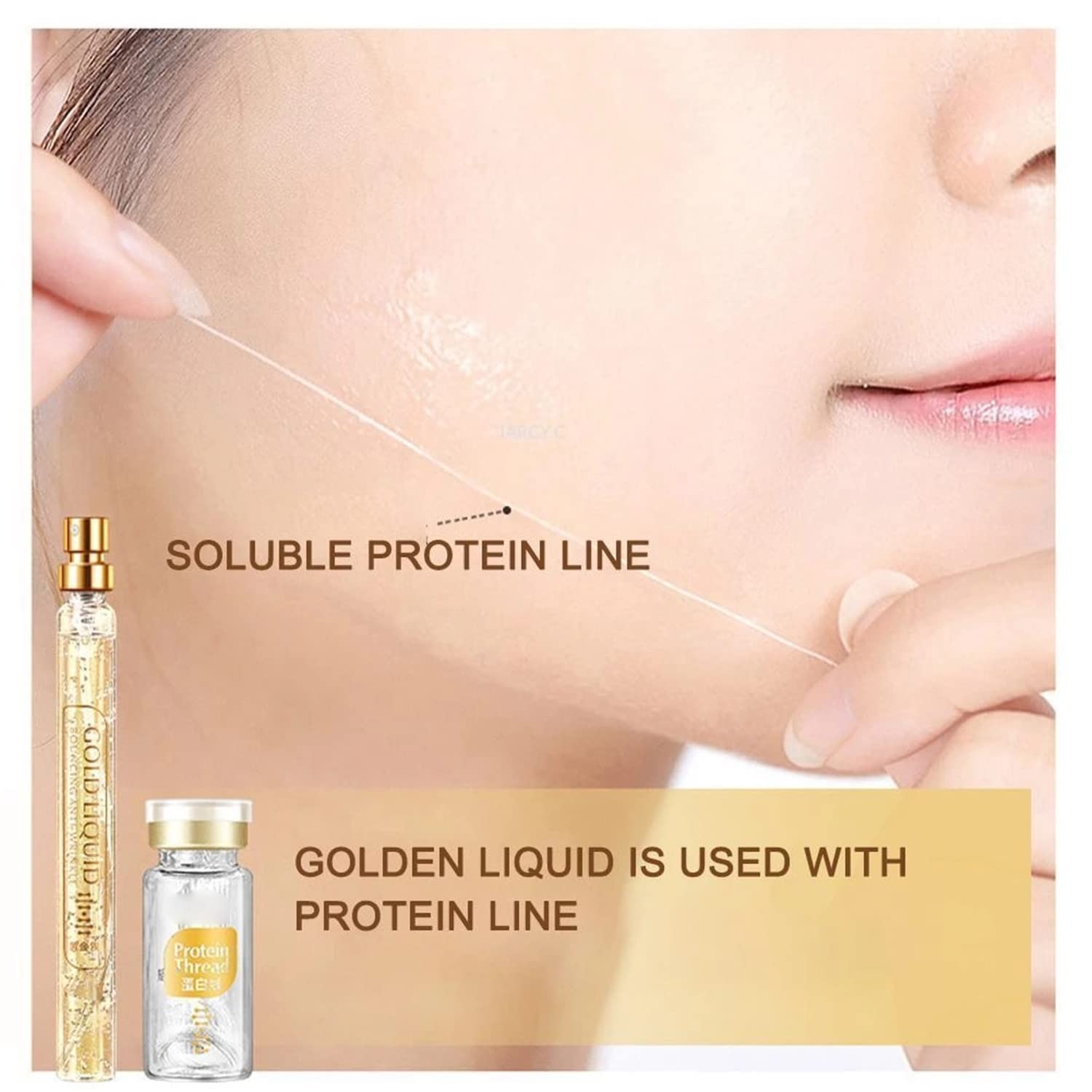 24K Gold Face Serum with Soluble Protein & Nano Gold Essence - Anti-Aging Moisturizing Skin Care for Women | Absorbable Collagen Threads for Wrinkle Reduction & Skin Rejuvenation | Perfect for Night Routine & Daily Hydration (2-Pack Set)