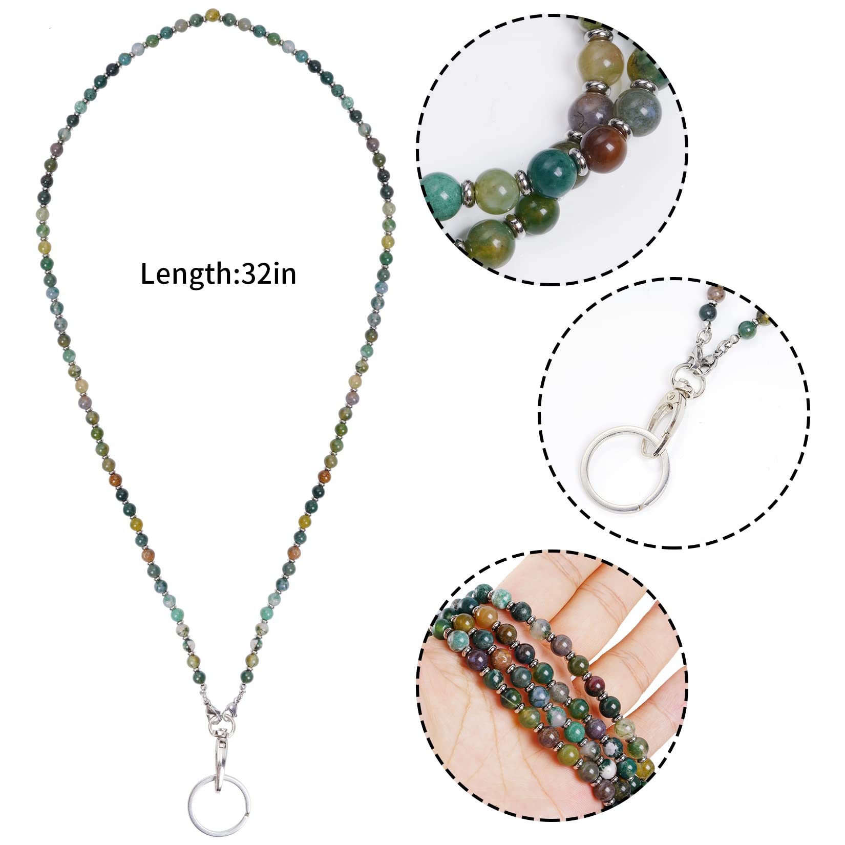 Beaded Lanyard for ID Badge & Glasses - Stylish Neck Chain for Women & Teachers - Office & School Use