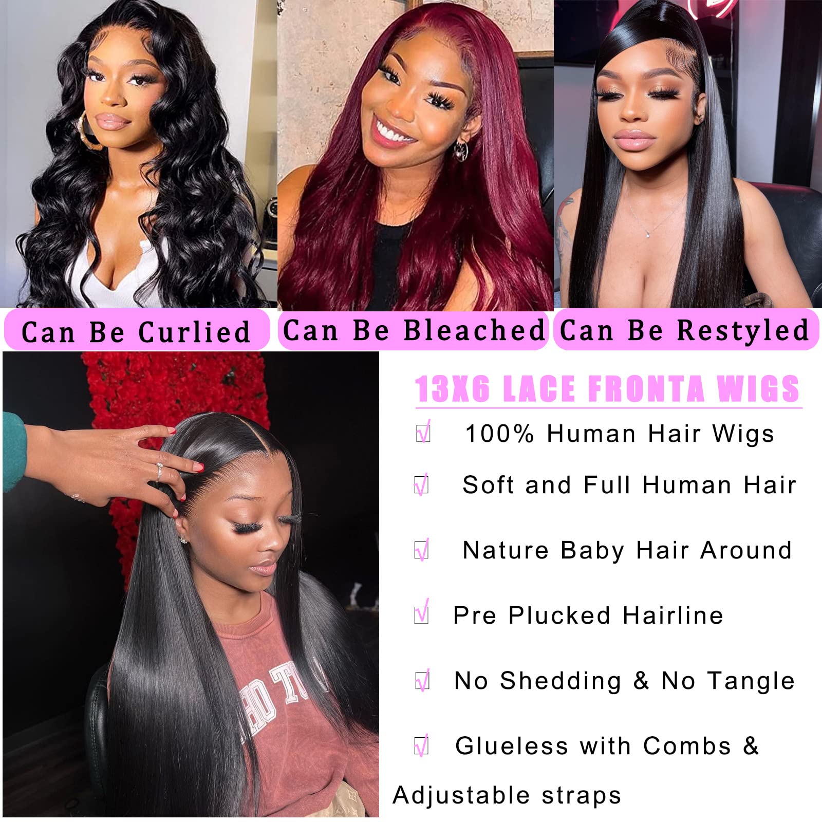 13X6 Lace Front Wigs Human Hair - Pre Plucked with Baby Hair, 30 Inch Straight Glueless HD Lace Wig, 180 Density Transparent Lace Frontal for Women (Natural Black) - Perfect for Daily Wear, Cosplay & Special Occasions