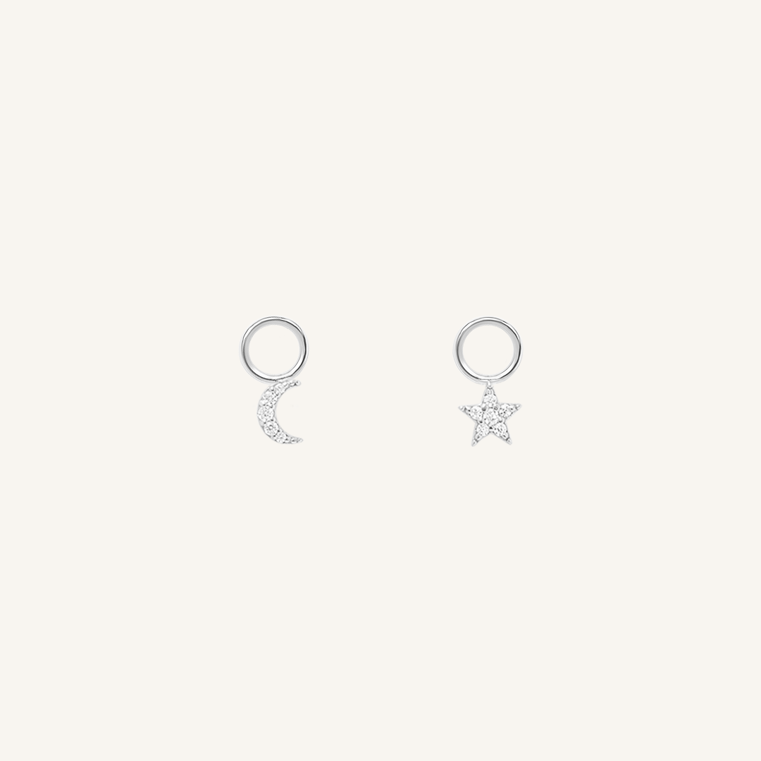 Astro Star Moon Hoop Charm Earrings (Set of 2) - Perfect for Boho Fashion, Festival Outfits & Everyday Wear