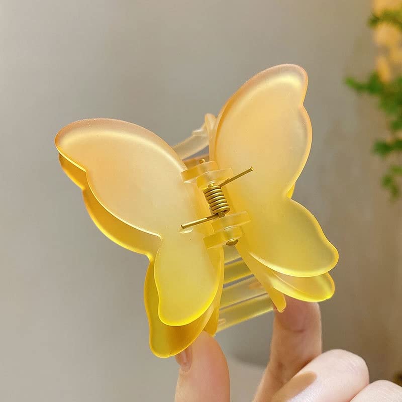 6pcs Pastel Ice Color Double Wing Butterfly Hair Clips - Large Plastic Jaw Clamp Barrette for Women & Girls | Perfect Gift for Mom, Birthday, Party & Everyday Hair Accessories