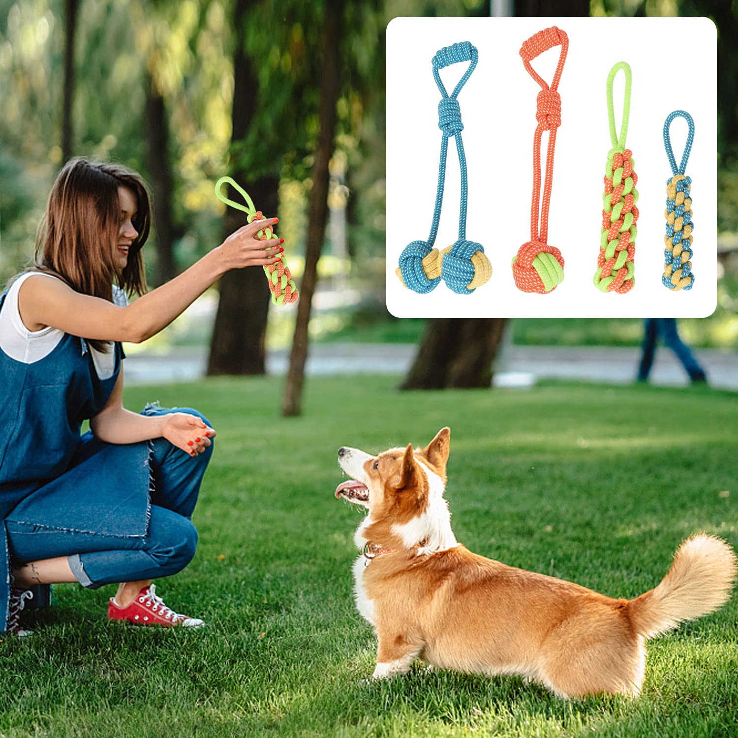 Durable Bungee Hanging Dog Toy for Outdoor Play - Interactive Tug of War Rope Chew Toy for Pitbull, Puppy & All Size Dogs (Small, Medium, Large) - Perfect for Backyard Exercise, Solo Play & Boredom Relief