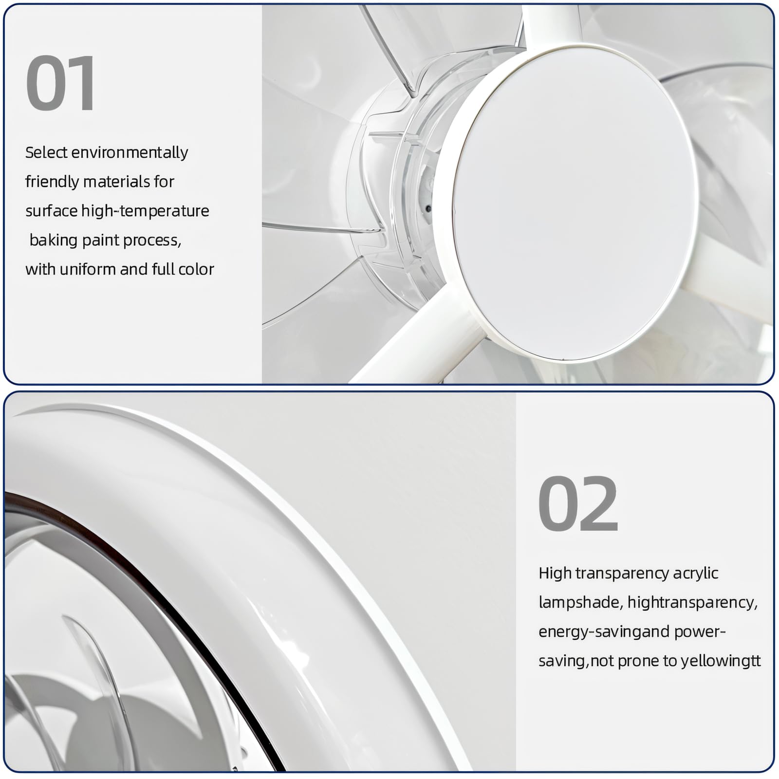 19.2 Inch DC Motor Ceiling Fan with LED Light, 110V 36W Energy Efficient - Perfect for Bedroom, Living Room, and Home Office Cooling & Lighting