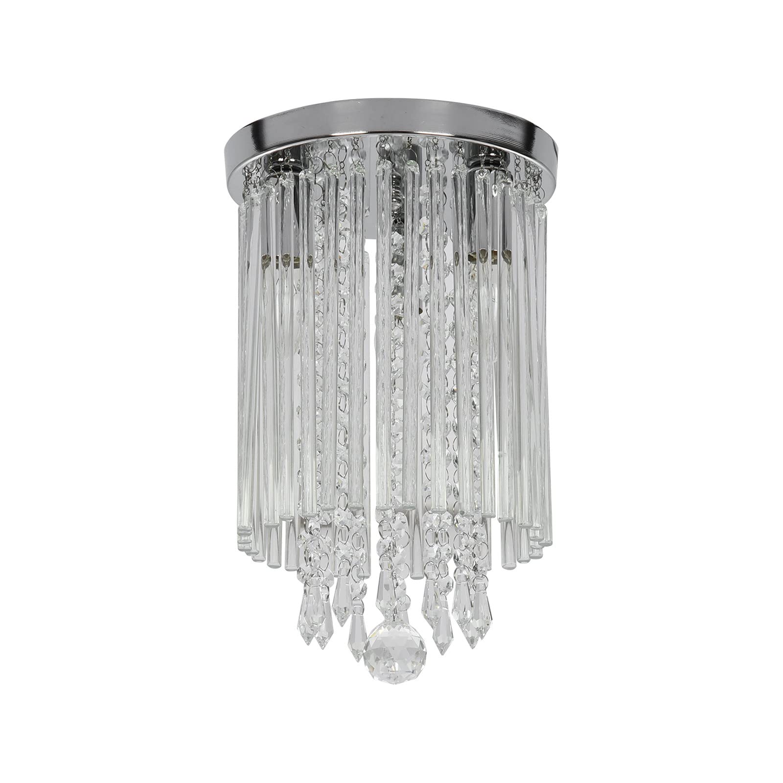 Luxury LED Crystal Ceiling Light - Silver 20x36cm for Bedroom & Corridor