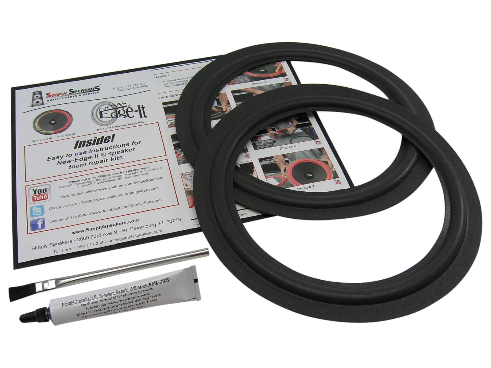 BSR 10 Inch Foam Speaker Repair Kit FSK-10F (Pair) - High-Quality Replacement for Enhanced Audio Performance in Home Theater and Studio Setups