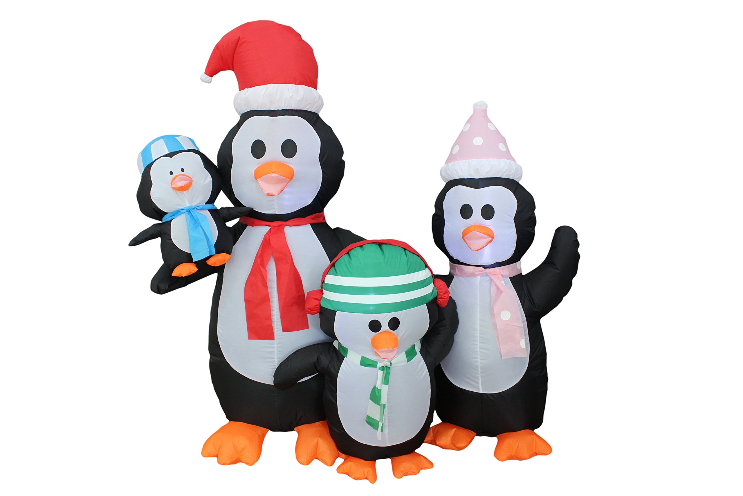 5ft & 6ft Christmas Inflatable Penguins Decorations Set - Family Penguin & Fishing Penguin on Polar Bear Outdoor Yard Decor for Xmas Party, Holiday Home Decoration, Winter Festival Celebration