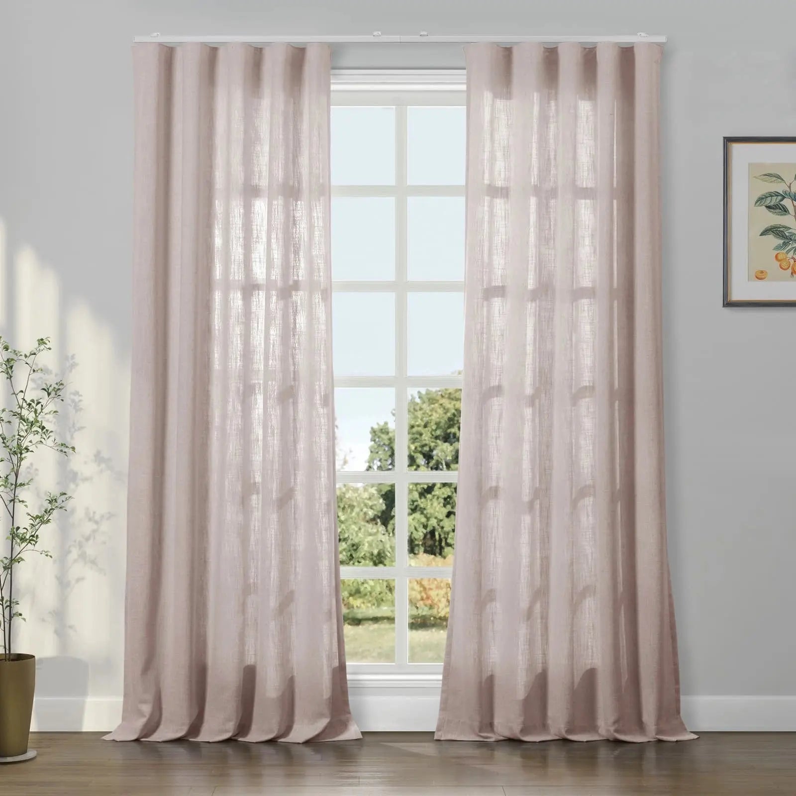 Liz Linen Ripple Fold Drapery Curtains - Elegant Window Treatments for Living Room & Bedroom Decor